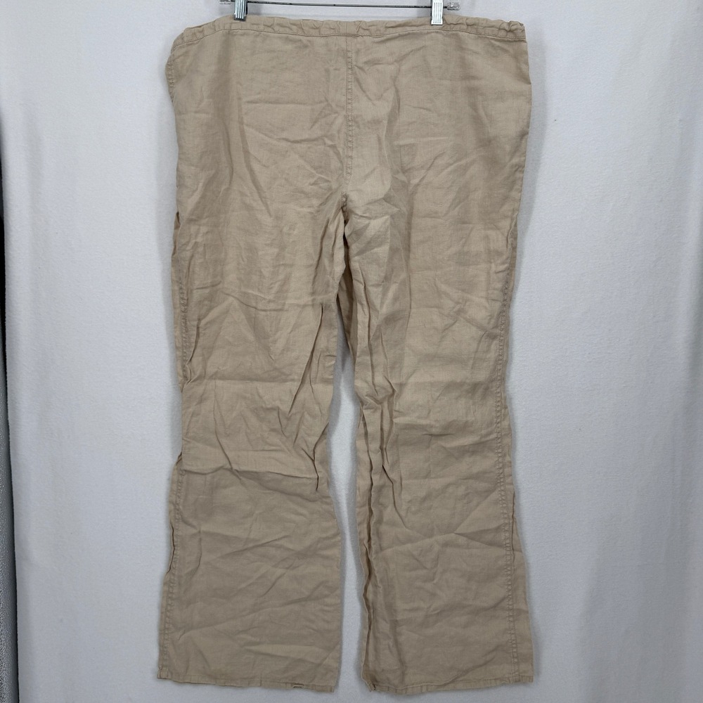 London Jean Linen Pants Womens XL Beige Drawstring Wide Leg Chino Boho - Picture 3 of 9